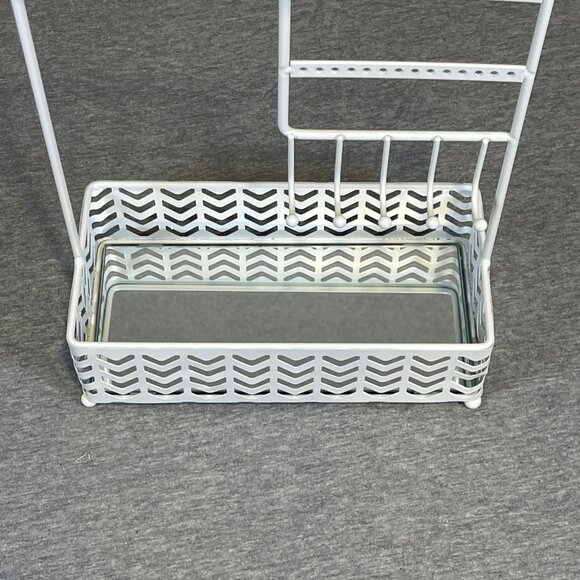 At Home Chevron Wire Jewelry Stand Organizer with Mirror Base - Picture 8 of 9